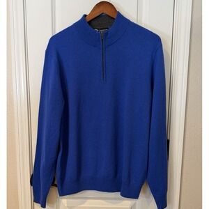Callaway Cashmere Quarter Zip Golf Sweater Men's Large Blue Retails $348 NWT